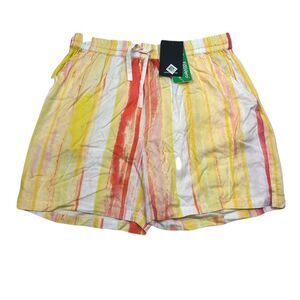 Native Youth Raze Watercolor Striped Shorts Mens 34 Sustainable Eco‎ Yellow